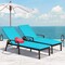 Costway 2PCS Patio Rattan Lounge Chair Chaise Recliner Back Adjustable Cushion